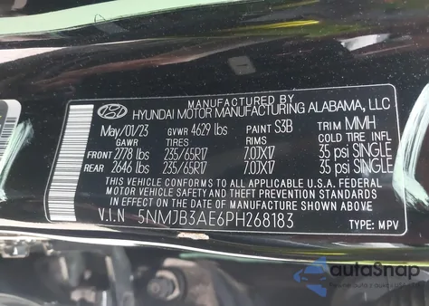 2023 Hyundai Tucson Sel from USA, damaged, VIN 5NMJB3AE6PH268183